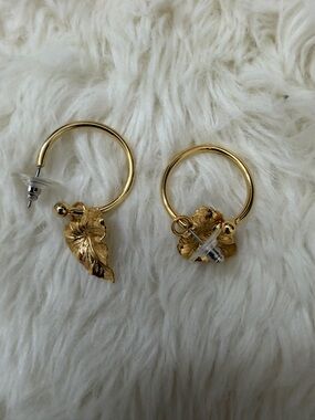 Jenny Bird Gold Leaf Hoop Earrings - Women's Jewelry